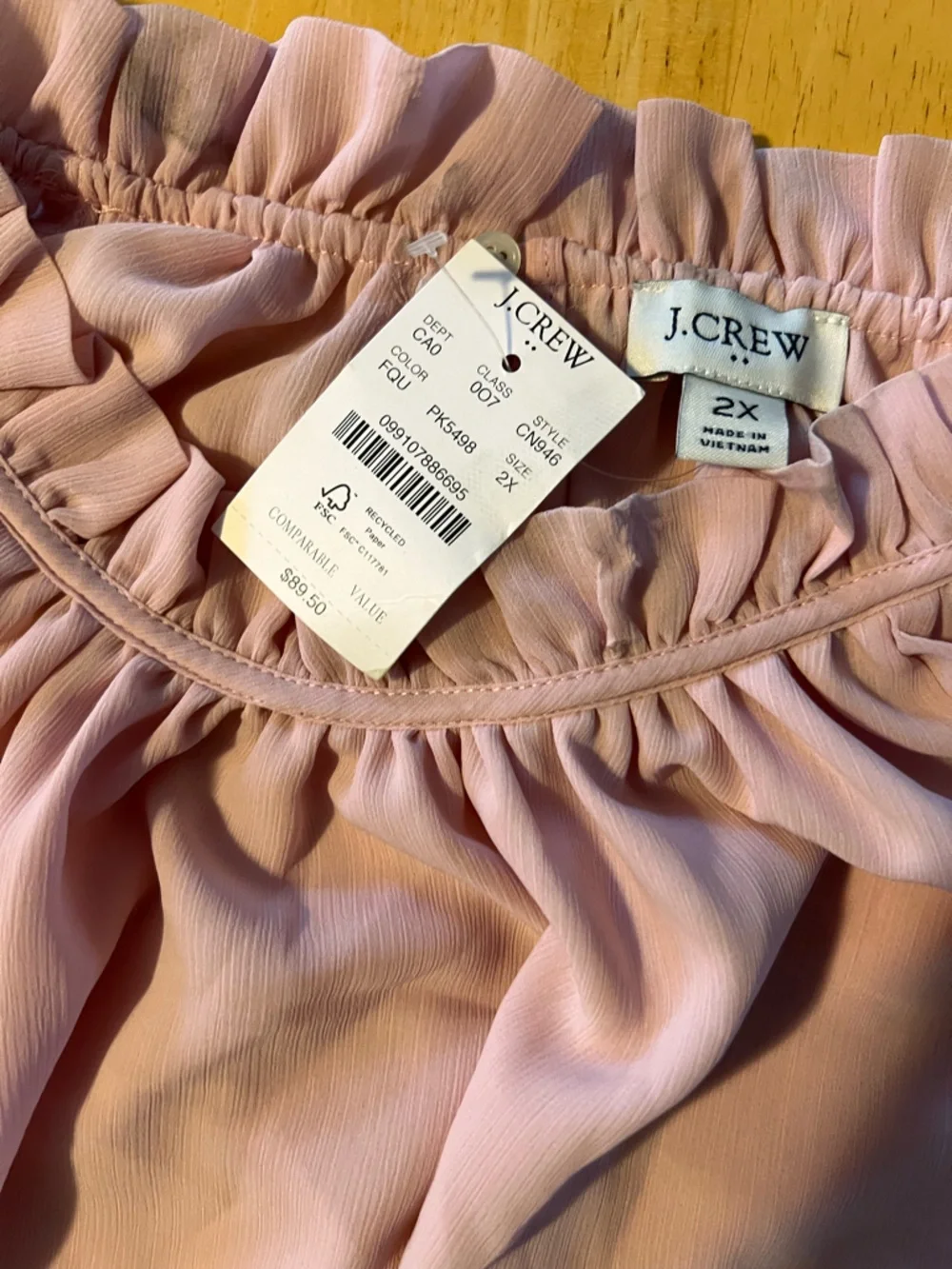 J. Crew Dusty Rose Ruffle Blouse